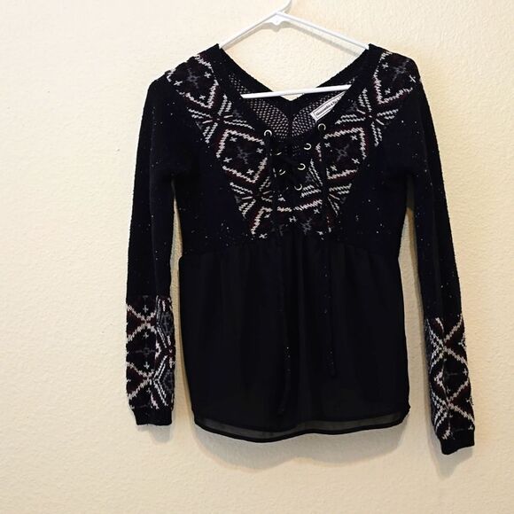 - Abercrombie And Fitch Tie Up V-neck Sweater Size x Small - Picture 1 of 8